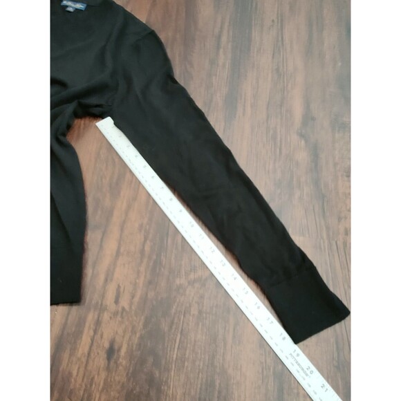 Brooks Brothers Sweater Men's Medium Black Extra Fine Merino Wool V Neck - Picture 8 of 10